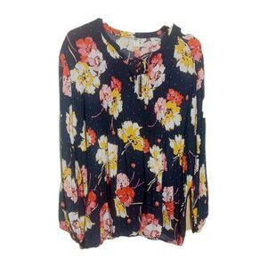 Old Navy Women's Blue Floral Boho Peasant Long Sleeve Blouse XXL